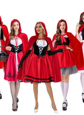 万圣节cos小红帽披风洛丽塔裙 成人吸血鬼女巫婆长裙公主斗篷服装