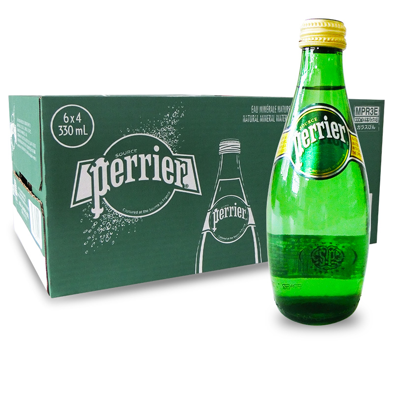 巴黎水perrier330Ml*24瓶原味/果味含气矿泉水法国进口气泡苏打水 咖啡/麦片/冲饮 饮用水 原图主图