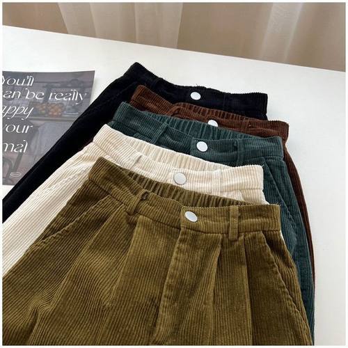 贝梦婷休闲高腰灯芯绒裤子