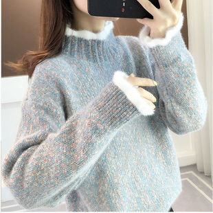 雪尼尔毛衣女2026秋冬新款韩版套头短款木耳领上衣不掉毛针织开衫