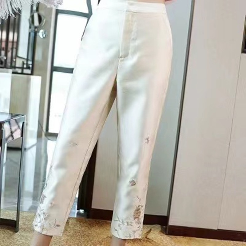 新中式绣花裤女春夏秋新款