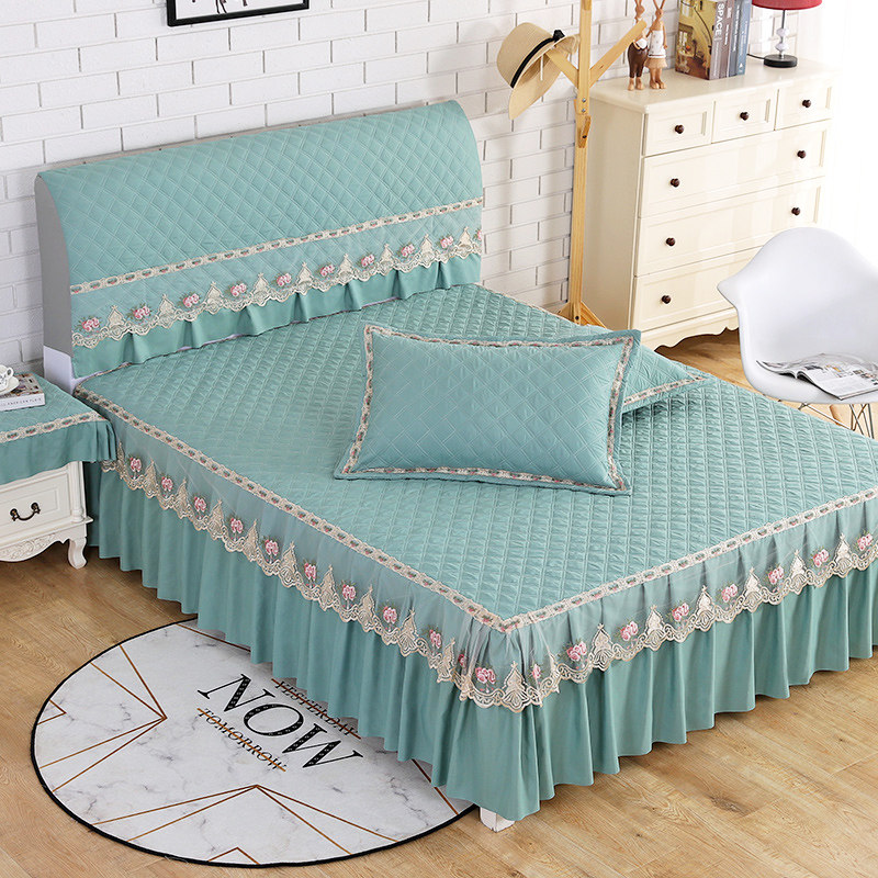 韩式床罩床裙款式防滑床单床盖加厚夹棉全棉床头罩套装2022新款