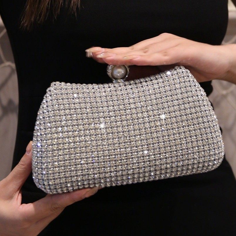 新款满钻包包镶钻手拿包高级感晚宴包聚会婚宴包伴娘喜婆婆手包女