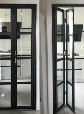 钛合金折叠门钛铝合金白色黑色金色透明磨砂双层钢化玻璃成都定制