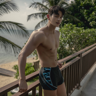 三奇男士防尴尬平角泳裤2023秋季新款专业速干游泳裤温泉泳衣短裤