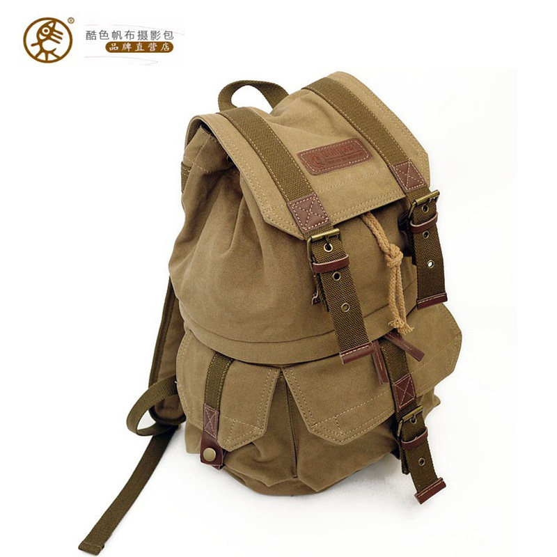 酷色 复古休闲帆布摄影背包双肩数码单反相机收纳内胆包户外旅行