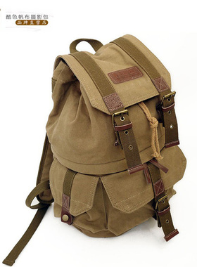 酷色 复古休闲帆布摄影背包双肩数码单反相机收纳内胆包户外旅行