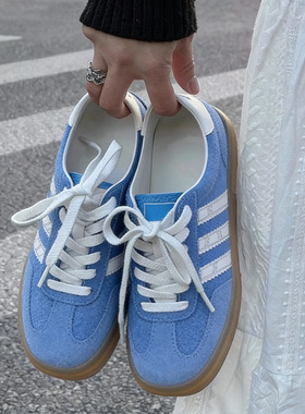 【原单渠道货】复古蓝色德训鞋男女款2026新款运动厚底阿甘板鞋潮