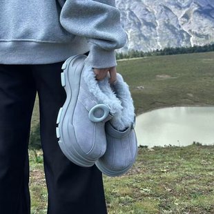 周雨彤同款包头外穿丑萌棉鞋女款2025冬季新款加绒保暖厚底雪地靴