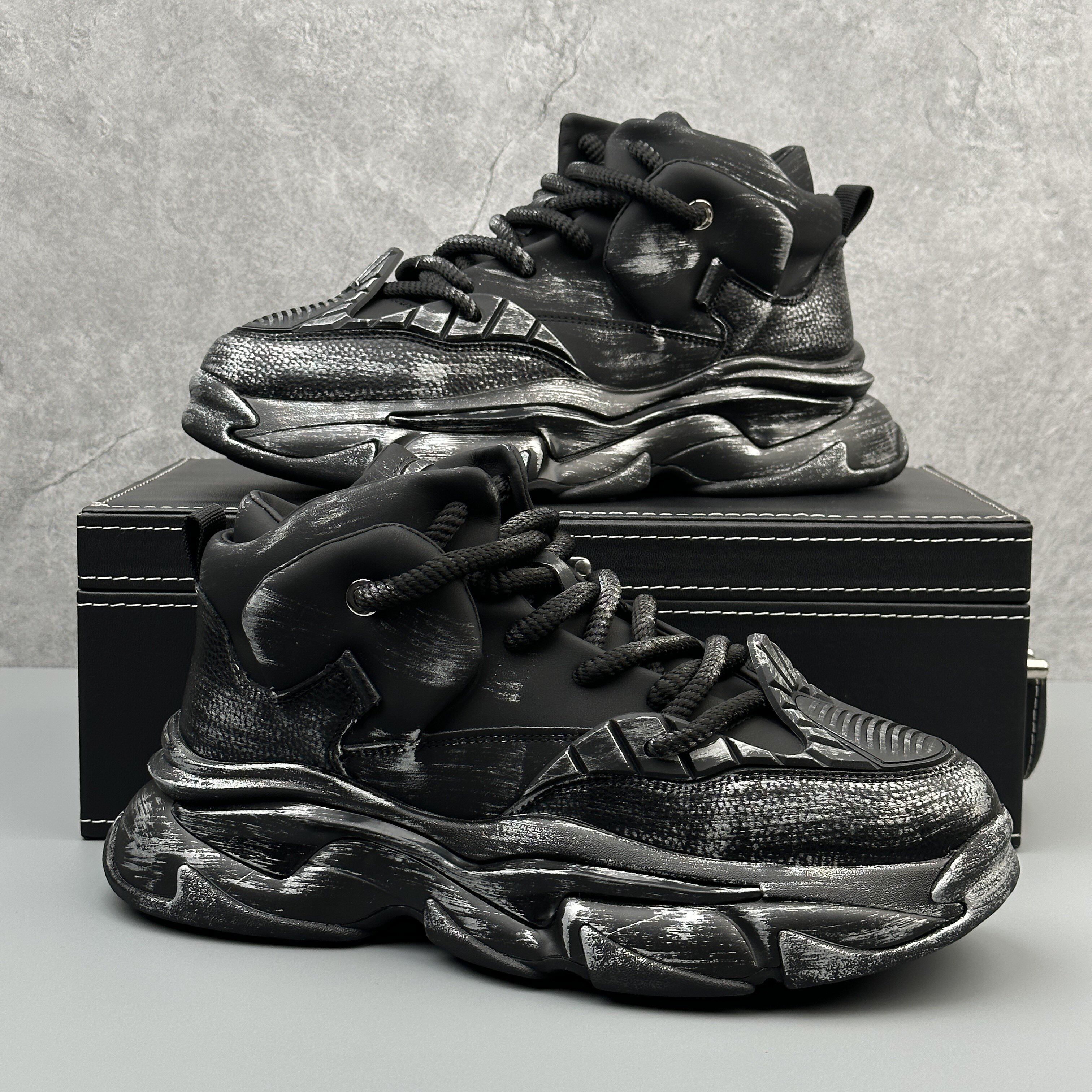 明星同款黑色系增高复古厚底老爹鞋系带百搭时尚潮流休闲运动鞋