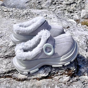 周雨彤同款丑萌大头雪地靴女款厚底冬季皮毛一体防滑加绒保暖棉鞋