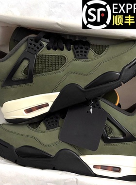官方正品aj4绿黑色男女款2026春季新款休闲高帮厚底增高运动鞋潮