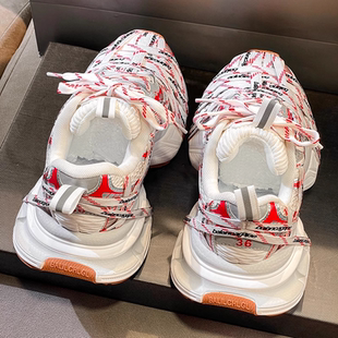 厚底休闲运动鞋 巴黎3xl九代老爹鞋 夏季 2025新款 潮 红色满印男女鞋