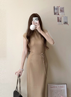 jill大姐姐 冬季muse裙 羊毛针织系带收腰温柔气质连衣裙长款