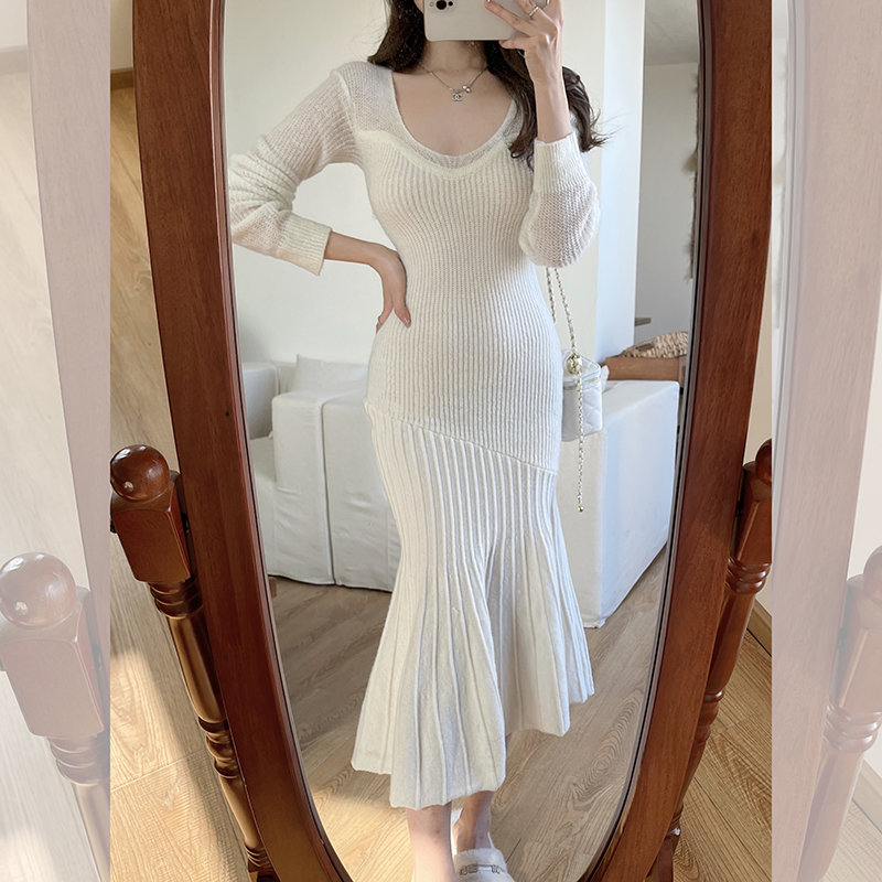 韩漫人鱼很显瘦的羊毛裙