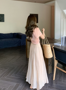 顾小落  初夏 uma风立体肌理天丝大摆量裤裙显瘦长裙裤女2026新款