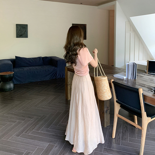 裙显瘦长裙裤 顾小落 初夏 uma风立体肌理天丝大摆量裤 女2026新款