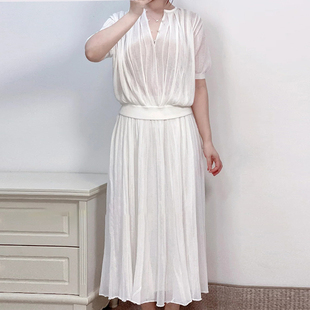 老钱Lp针织短袖上衣天丝亚麻套装女夏半裙两件套