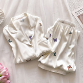 可外穿家居服批发 睡衣小蝴蝶开衫 韩系ins高级感冰丝春秋季 薄款