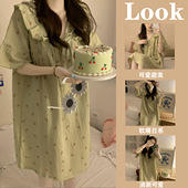 透气舒适外贸批发家居服 短袖 睡裙女夏简约大码 日系少女抖音直播款