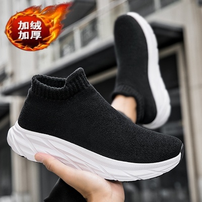 寺庙僧人出家人鞋走路高帮一脚蹬道士袜子冬季保暖超轻训练懒人鞋