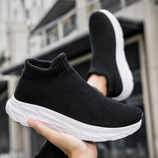 新品冬季呢绒保暖居士增鞋禅意飞织弹力布软底出家人一脚蹬男女鞋