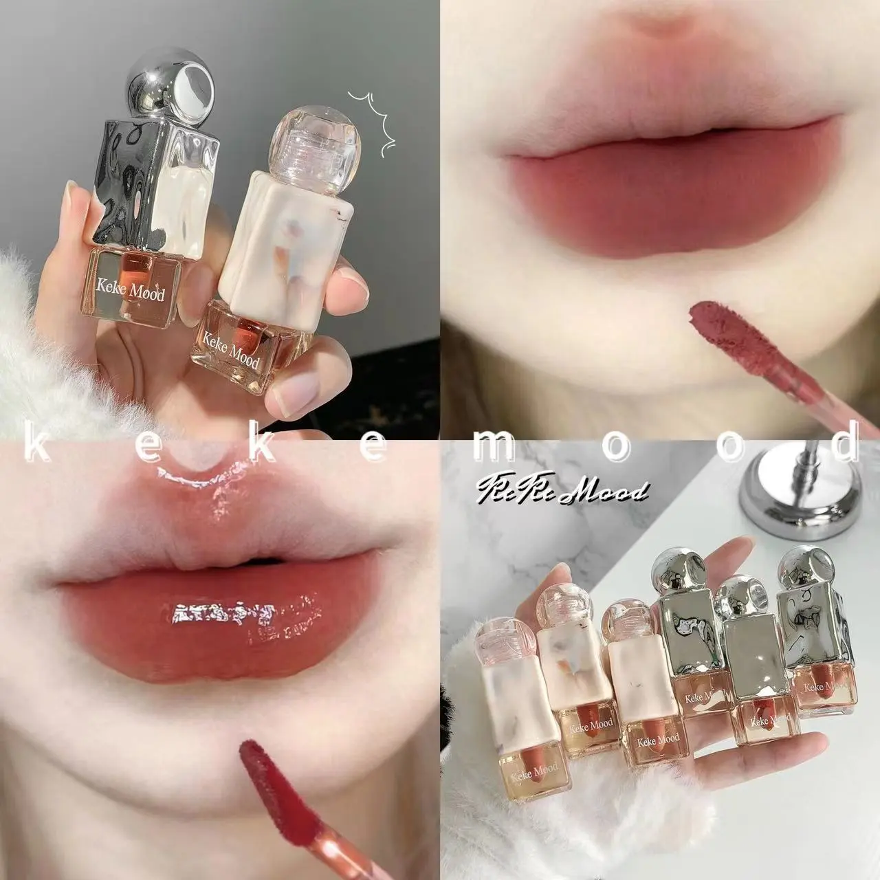 kekemood泰式奶咖柔雾冰块唇釉润泽唇冻女不规则口红唇蜜唇泥唇彩
