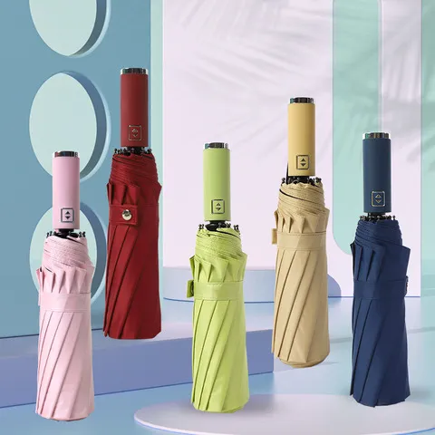 广告伞折叠十骨跨境日韩Umbrella双人商务雨伞全自动防晒黑胶