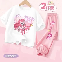 夏季运动裤子新款2025上衣薄款中大童短袖长裤两件套女童纯棉套装
