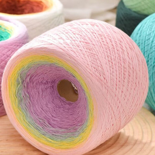 真丝棉丝光棉段染渐变色长段染渐变蛋糕手工钩针披肩宝宝蕾丝毛线