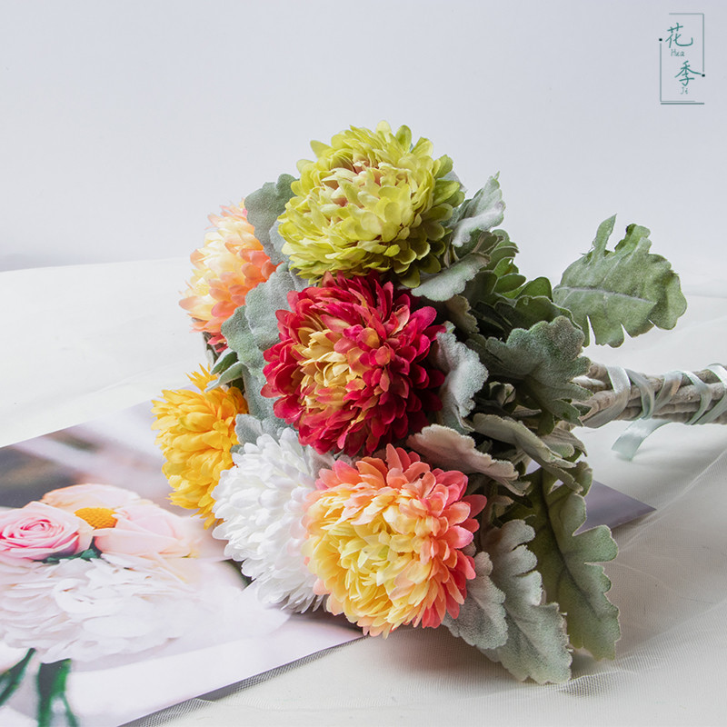仿真花乒乓菊假花装饰塑料花束客厅房间桌面简约装饰品假花摆件