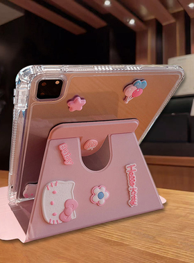 2024iPadAir6保护套11英寸iPadPro/10代高透亚克力11英寸IPAD5/6/旋转式支架带笔槽9.7/10.2英寸A2197保护壳