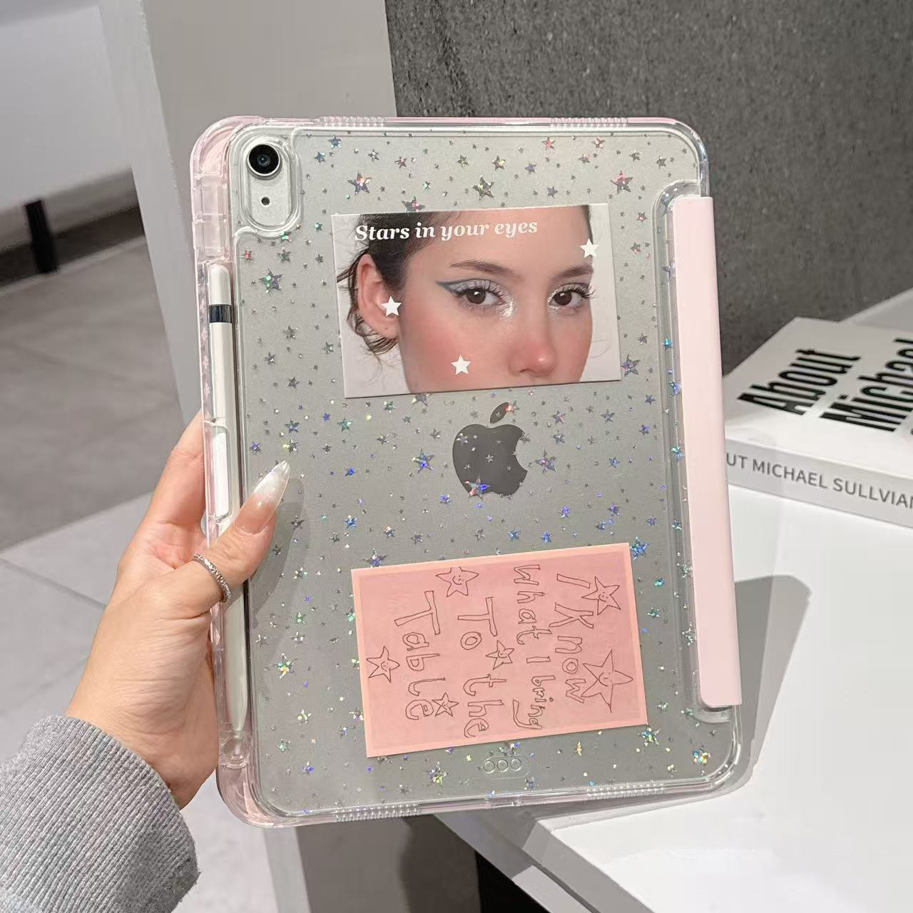 新款简约星星平板壳A16Y型+三折适用ipad11保护壳横竖支架款air654防弯air7亚克力ipad第12代A19款2026平板壳图片
