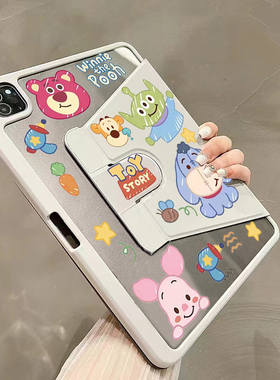 适用2025新款联想小新pad11寸平板保护套旋转防弯摔笔槽2025小新padpro12.7寸保护壳迪士尼DIY贴纸多角度支撑