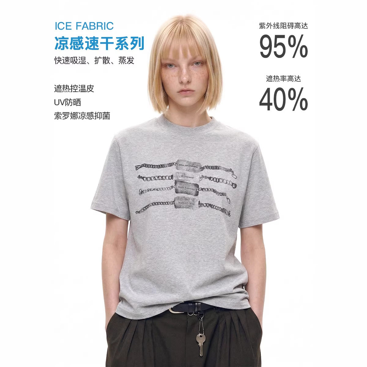 EME易盛易 美式复古印花索罗娜凉感速干防晒短袖t恤户外打底衫图片