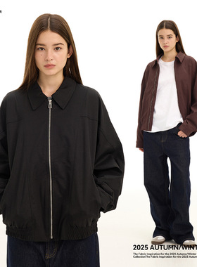 UNF 老钱风立领夹克外套男美式立体口袋百搭宽松休闲上衣男女秋冬