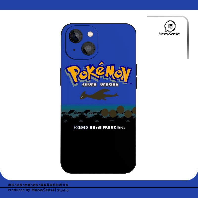 原创口袋妖怪银洛奇亚宝可梦磁吸手机壳适配iPhone15光面玻璃13硅胶14苹果16ProMax华为OPPO小米VIVO防摔软壳