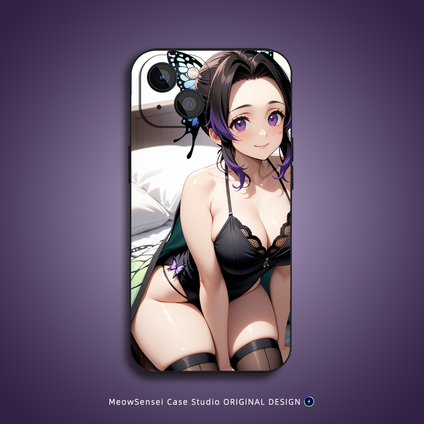 蝴蝶忍鬼灭之刃手机壳适用于苹果16小米15动漫OPPO红米K90华为Air液态硅胶VIVO磁吸iPhone17ProMax防摔保护套