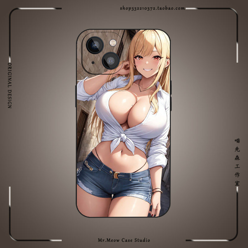 性感喜多川海梦小众手机壳适用iPhone16小米14全包SE防摔12硅胶13苹果15ProMax华为oppo动漫二次元vivo玻璃壳