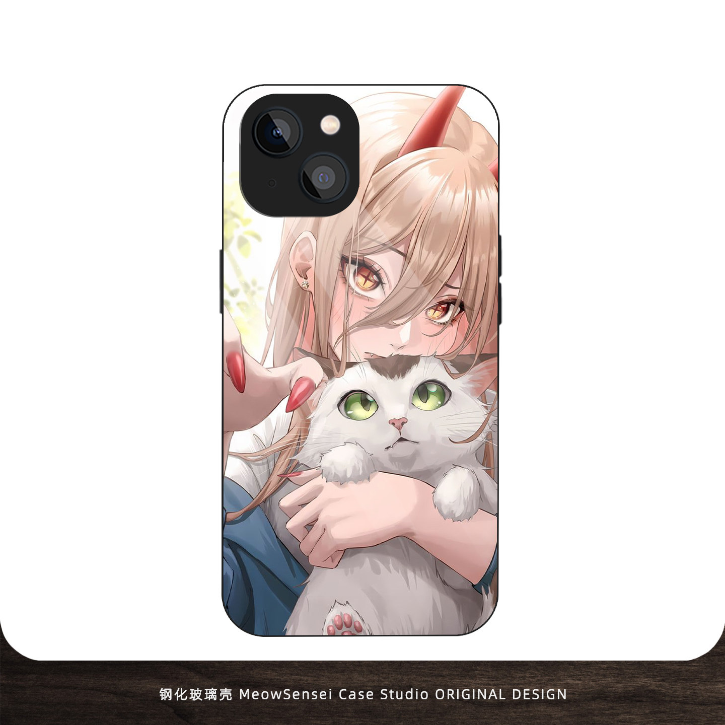 可爱猫咪帕瓦电锯人钢化玻璃手机壳适用苹果16小米15华为VIVO防摔硅胶OPPO磁吸降解iPhone17ProMax动漫二次元