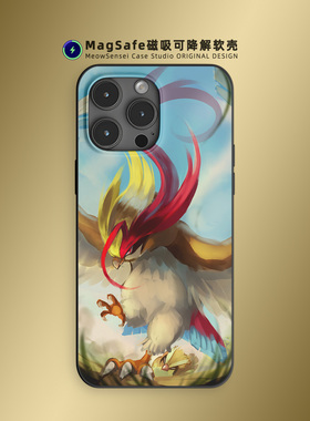 Mega比雕宝可梦手机壳适用iPhone17Air卡通艺术插画13/12环保可降解15/14磁吸MagSafe苹果16ProMax动漫保护套