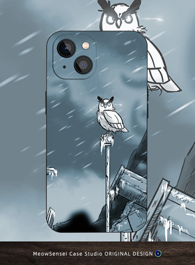 雪鸮白色猫头鹰小众手机壳14适用iPhone16小米13/12/11苹果15ProMax液态硅胶Plus华为荣耀安卓玻璃全包保护壳