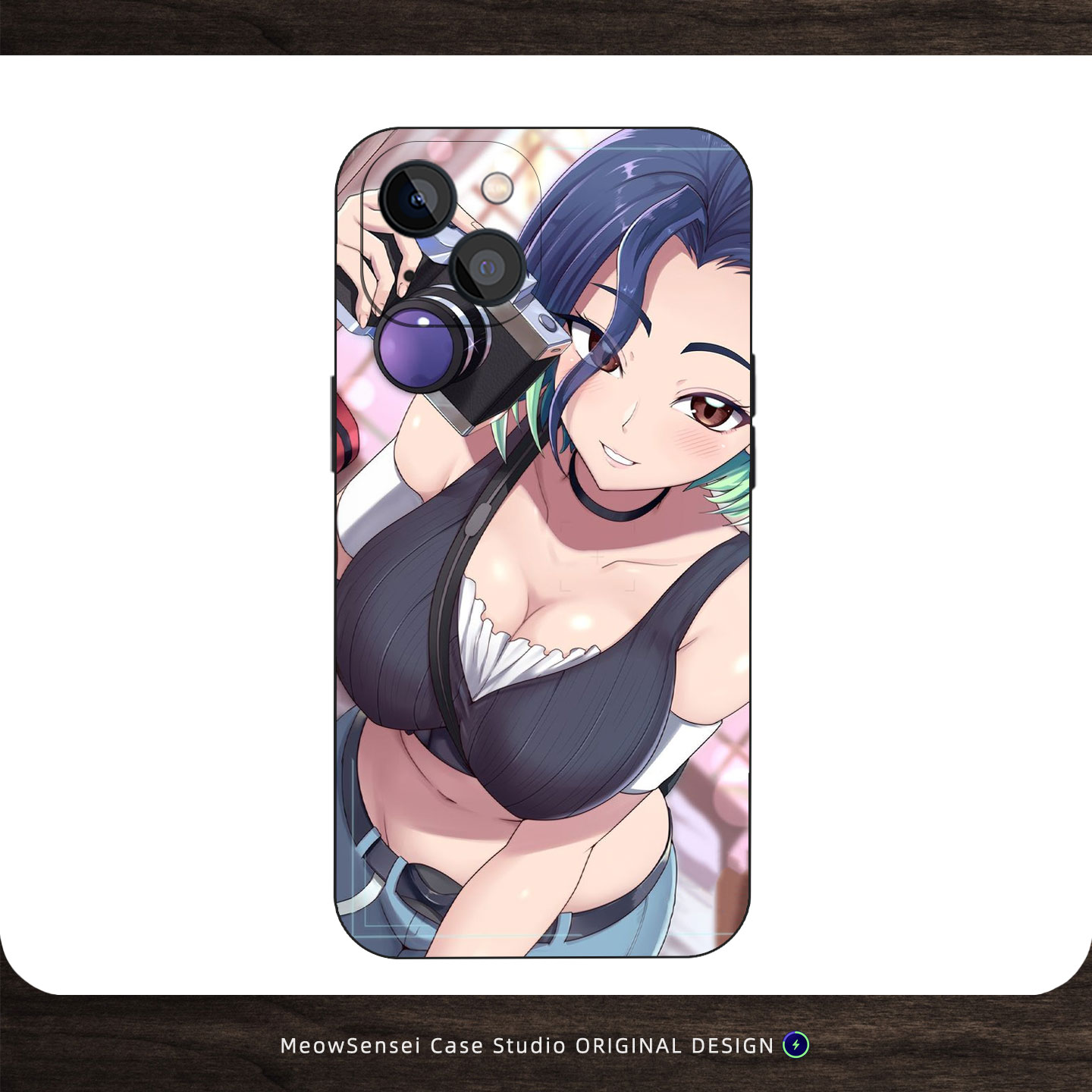 蓝发相机御姐二次元甜酷辣妹手绘插画手机壳磁吸磨砂硅胶软壳 ins个性小众高颜值潮流学生男女全包防摔保护套