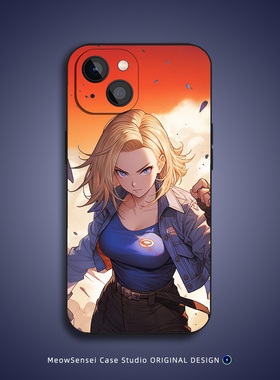 人造人18号七龙珠手机壳适用于苹果16小米15红米K90动漫OPPO华为荣耀X70防摔液态硅胶VIVO磁吸iPhone17ProMax