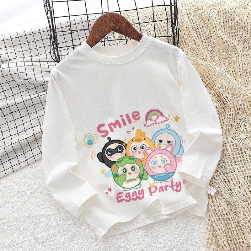 白色长袖t恤男童女童春秋2025新款趣味儿童五小只纯棉打底衫上衣