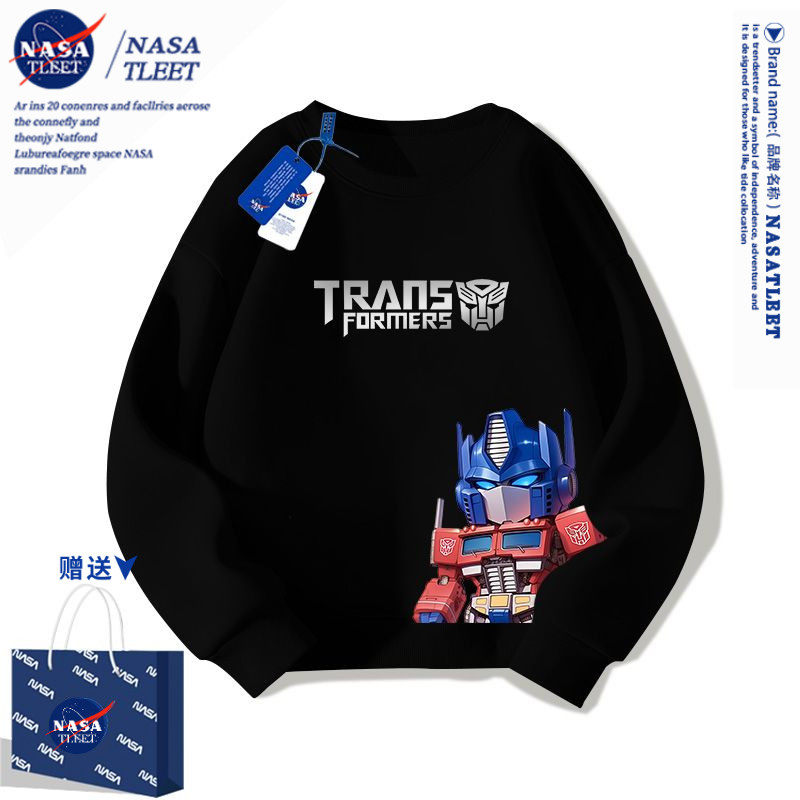 NASA爆款卡通春秋冬季加绒无帽2025年新品帅气潮流女童卫衣外穿男