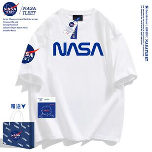 NASA联名短袖T恤男女款2025新款潮牌潮流夏季纯棉宽松上衣情侣装