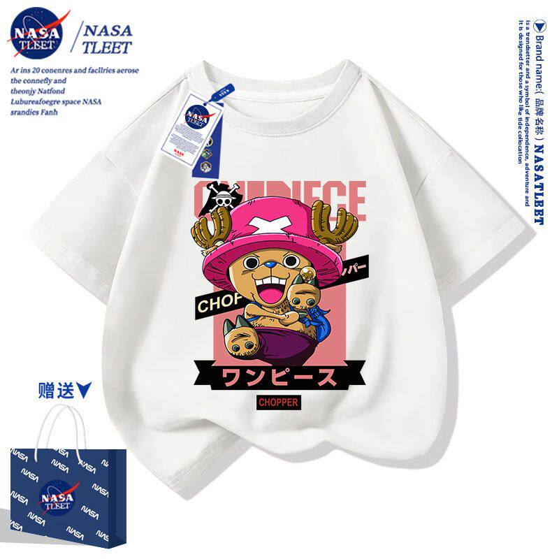 NASA联名卡通动漫周边乔巴印花中小儿童夏装上衣服棉t恤衫潮酷新