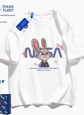 NASA联名夏季潮牌卡通短袖T恤女装2025新款美式设计感纯棉半袖