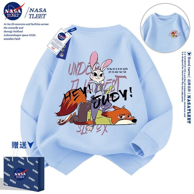 NASA联名春秋季新款卡通动漫疯狂动物城休闲上衣男女童宽松卫衣潮